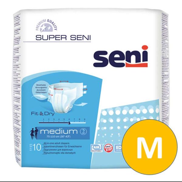Super Seni Breathable Adult Diapers (Medium) (10S)